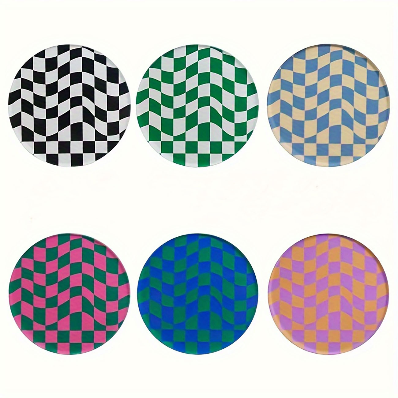 Marble Coaster Set - 6 Pieces - Wooden Coasters, Anti