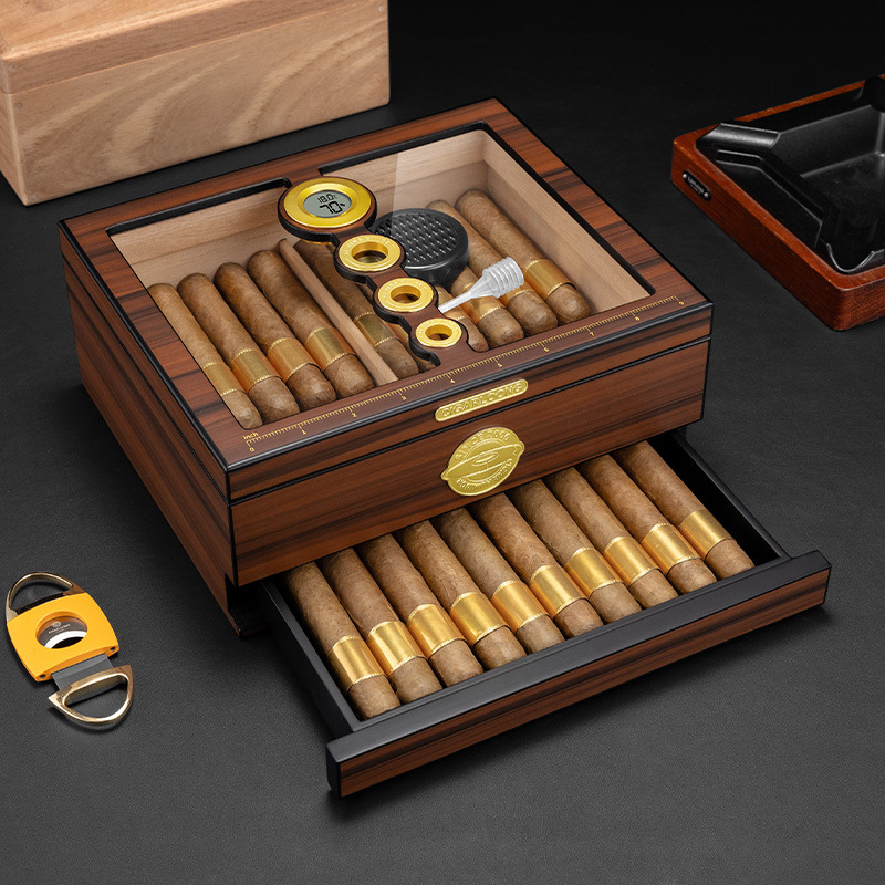 Luxury Gift Set - Luxury Wooden Cigar Humidor Box Handmade
