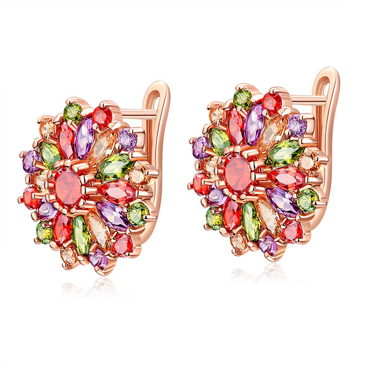 Gold Plated Jewelry - Natural Crystal Flower Earrings Real Jewelry