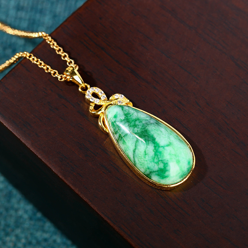 Natural Jade Water Drop Pendan - огляд і ціна Gold Plated Jewelry