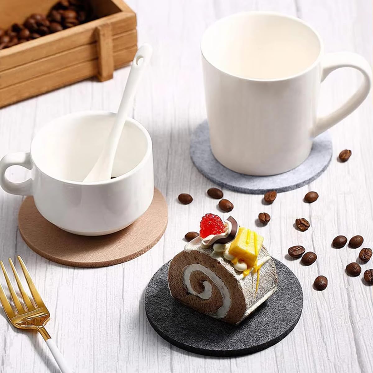 10pcs Round Felt Coaster Dinin - огляд і ціна Marble Coaster Set