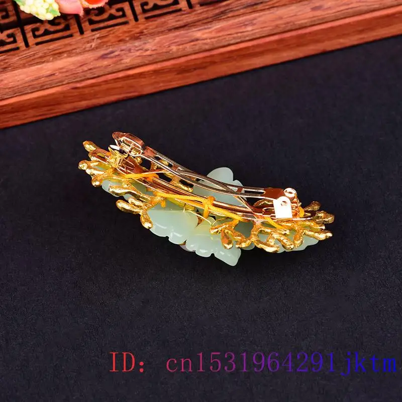 Green Jade Flower Barrette Des - огляд і ціна Gold Plated Jewelry