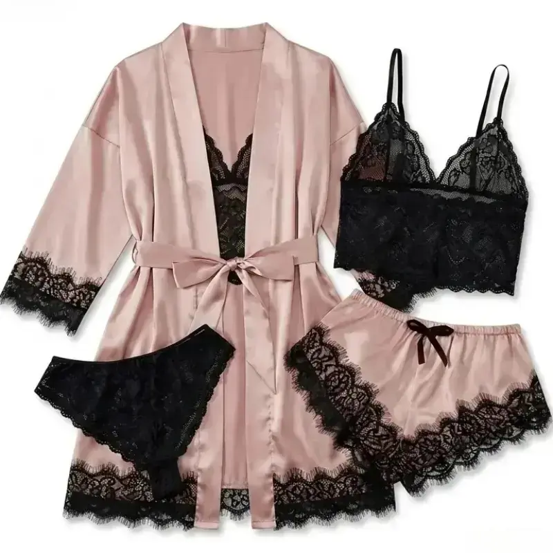 Women's 4-Piece Satin Pajama S - огляд і ціна Luxury Gift Set