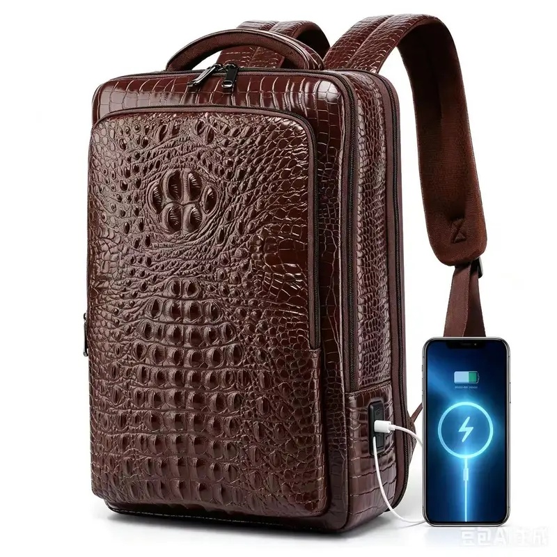 New Men's Crocodile Patterned  - огляд і ціна Leather Briefcase