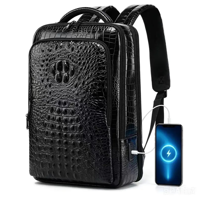 New Men's Crocodile Patterned  - огляд і ціна Leather Briefcase