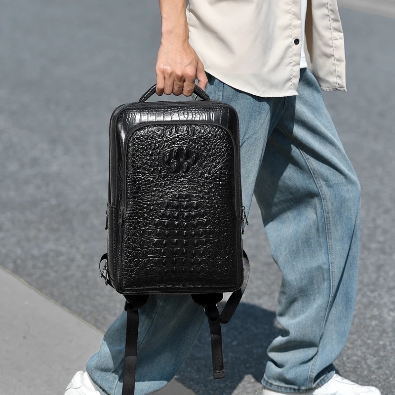 New Men's Crocodile Patterned  - огляд і ціна Leather Briefcase