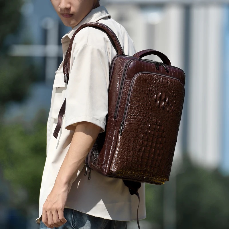 New Men's Crocodile Patterned  - огляд і ціна Leather Briefcase