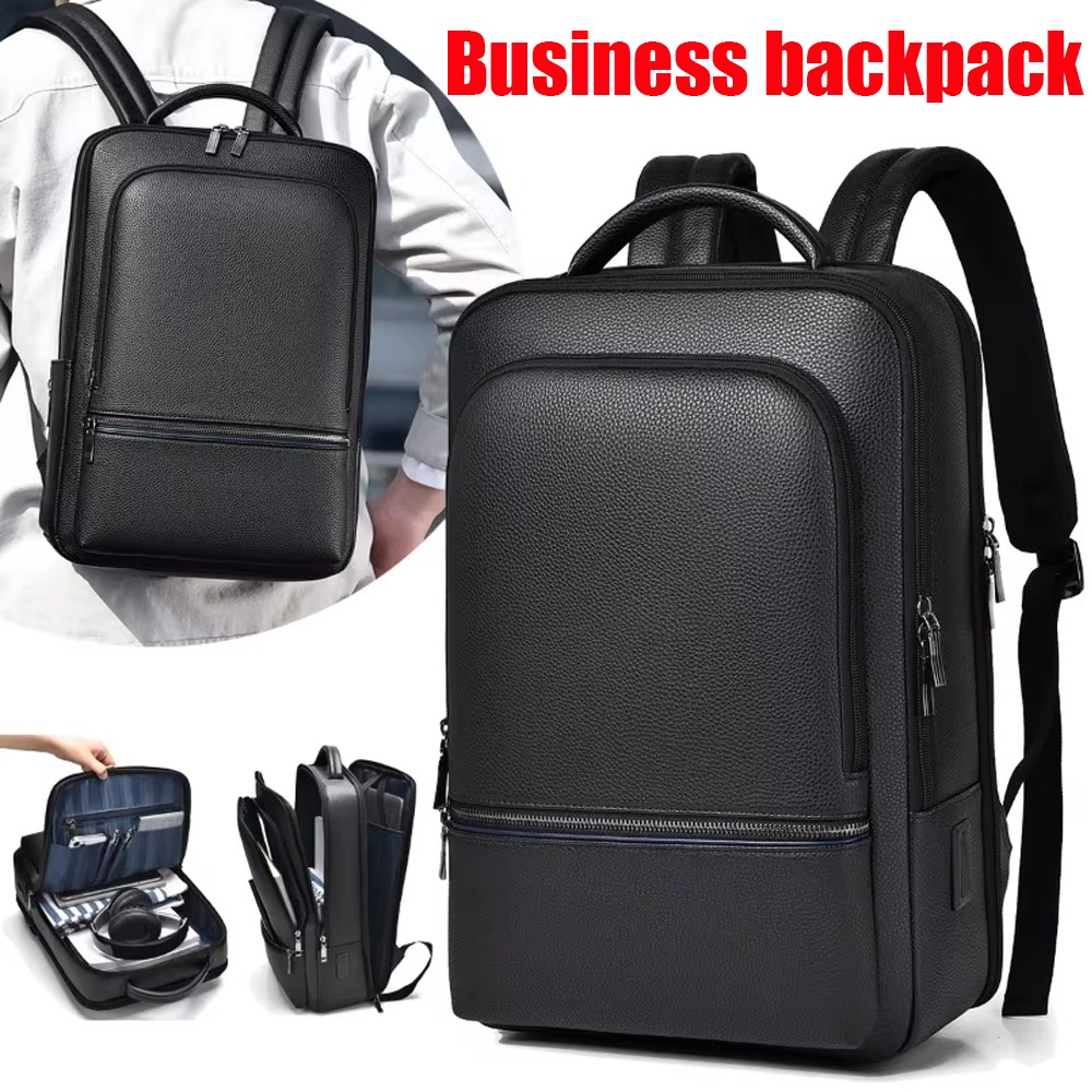 PU Leather Men's Backpack USB  - огляд і ціна Leather Briefcase