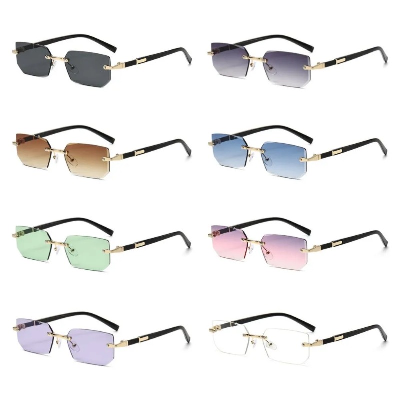 Rimless Cut Edge Rectangle Sun - огляд і ціна Designer Sunglasses