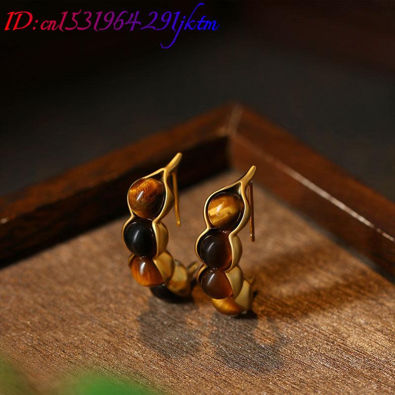 Tiger Eye Pod Earrings Gemston - огляд і ціна Gold Plated Jewelry