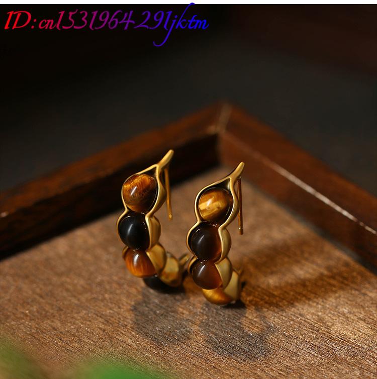 Tiger Eye Pod Earrings Gemston - огляд і ціна Gold Plated Jewelry